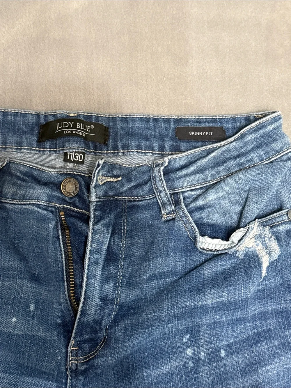 Judy Blue Distressed Medium Blue Skinny Jeans style JB88197 item 72506